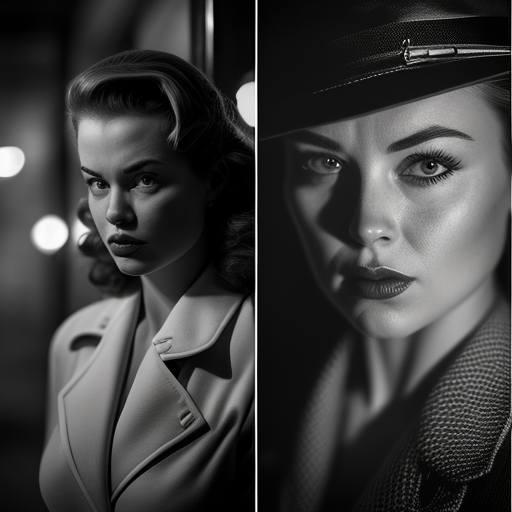 Detailed Film Noir Female Character Cinematic Shot