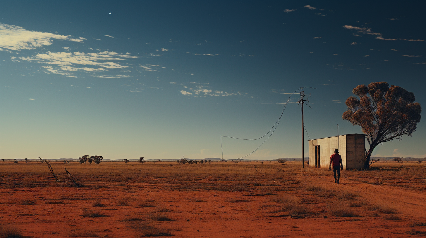 Film Still Red Dusty Landscape Tin Shed Australia