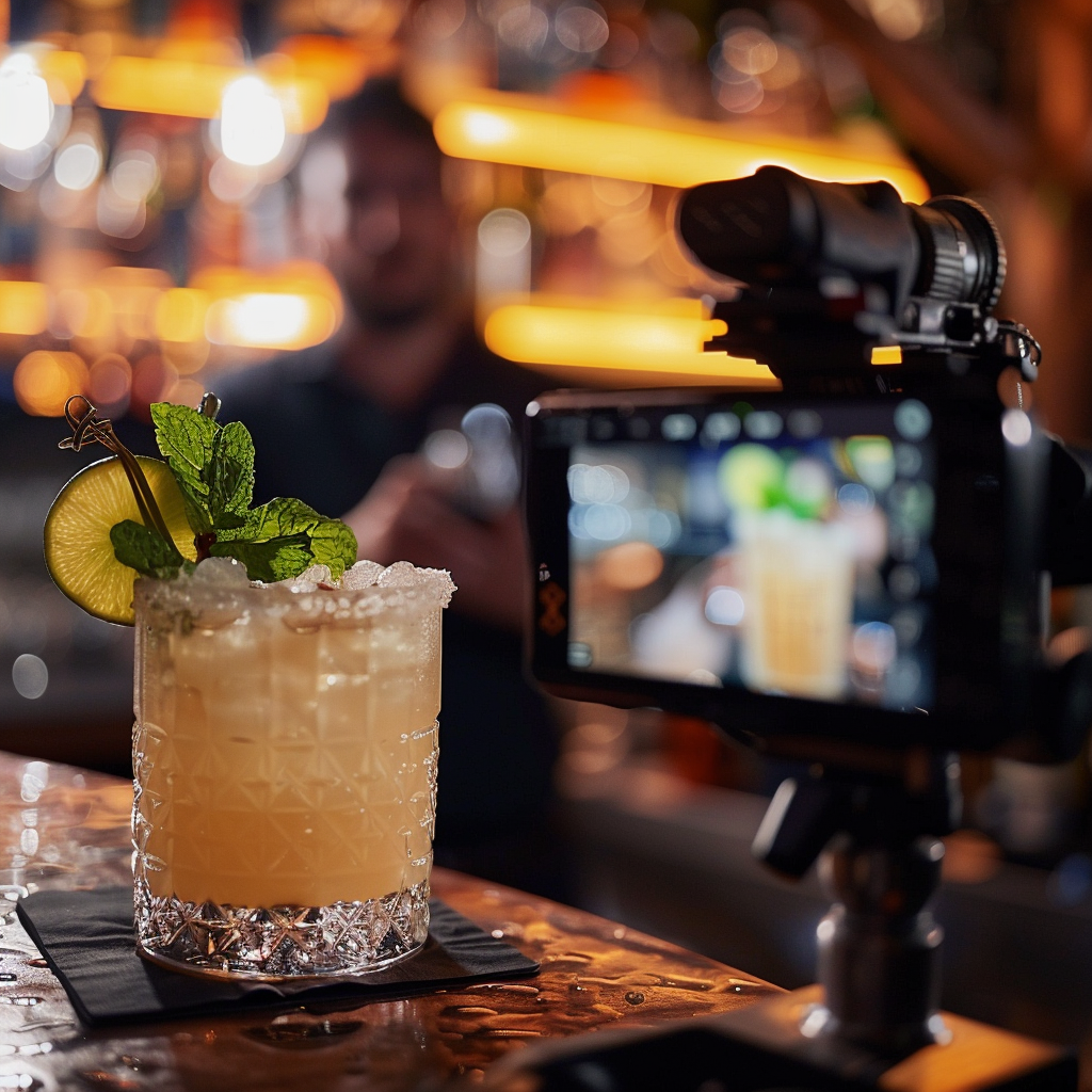 Filming cocktails in action shot