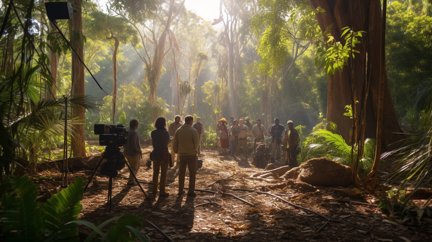 Filming crew in Madagascar jungle