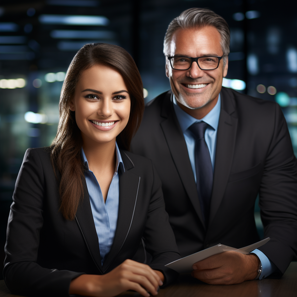 Smiling Financial Advisors in Bright Lighting