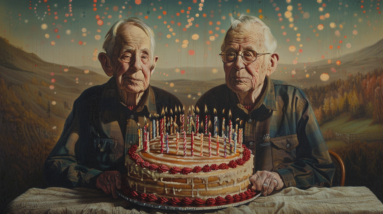 Twin Men Celebrating Birthday Painting