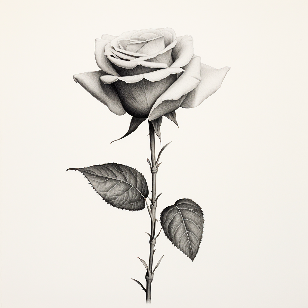 Realistic rose pencil drawing