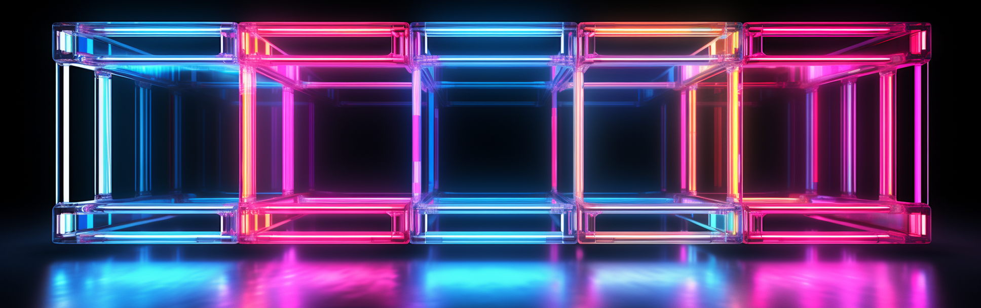 Beautiful Neon Lights Border Design