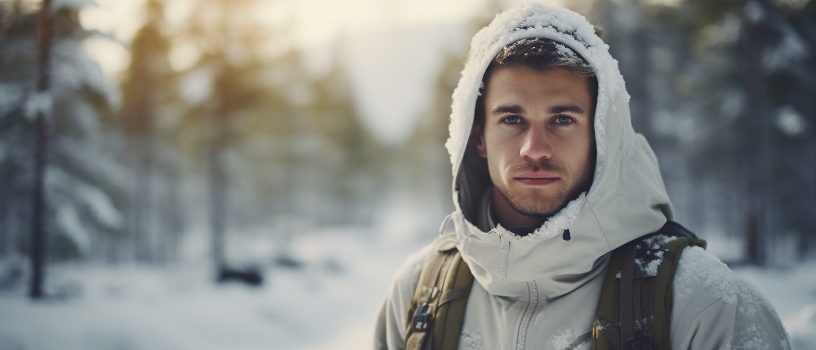 Finnish soldier in winter forest