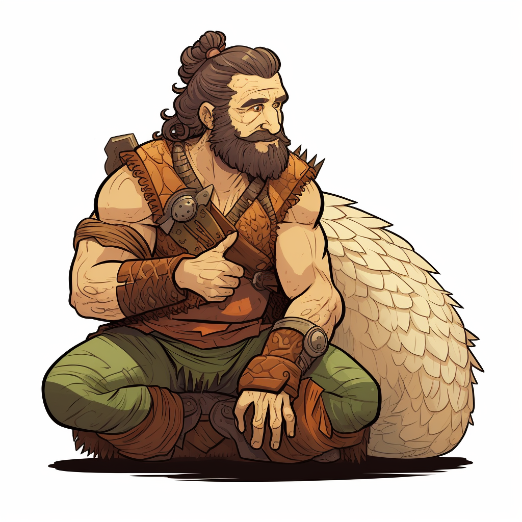 Sketch of Firbolg Barbarian with Pangolin Companion