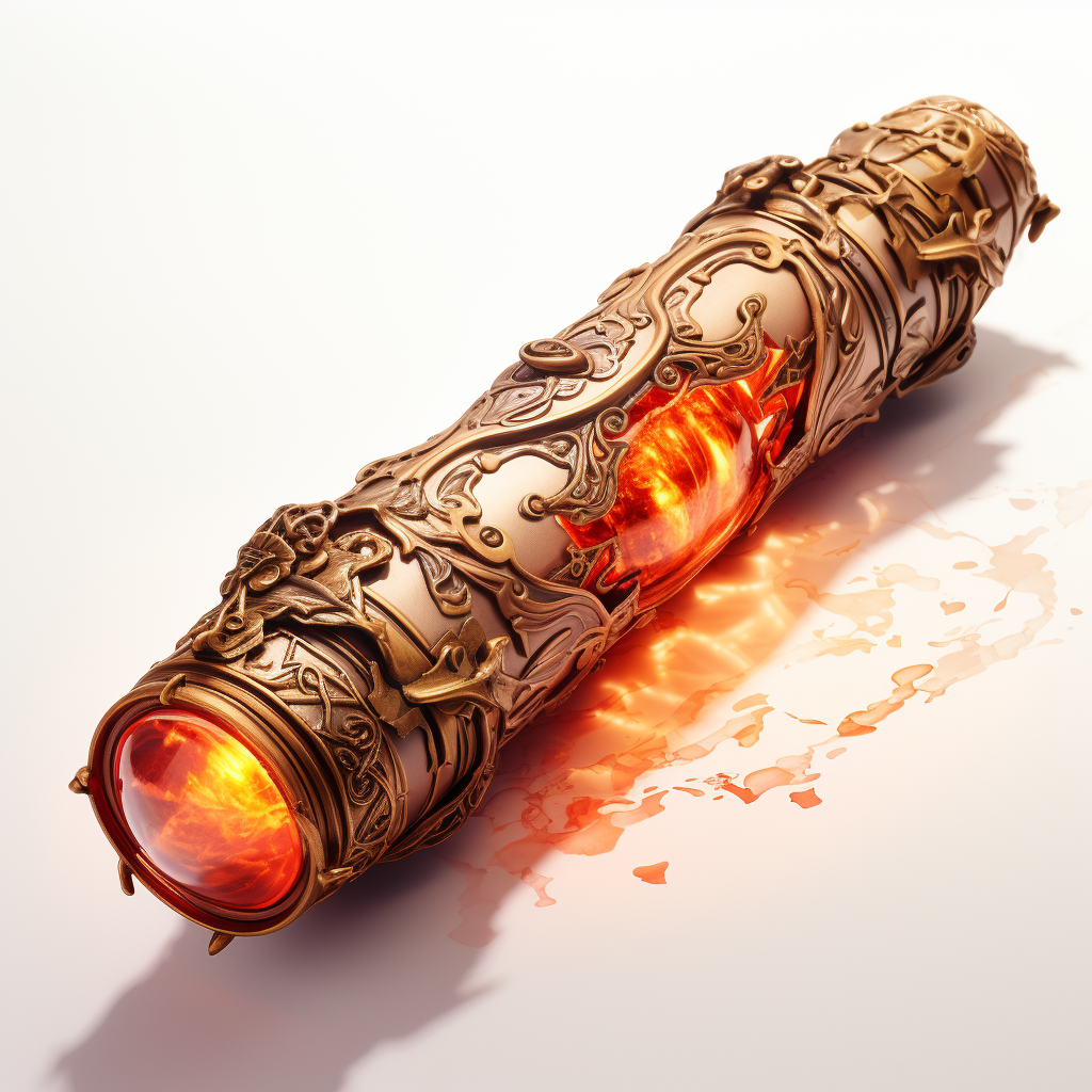 Detailed fire aesthetic magic scroll