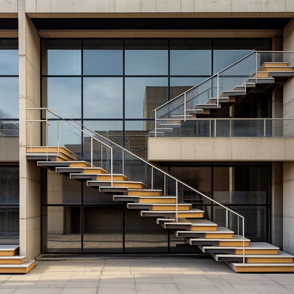 Fire escape staircase in university building