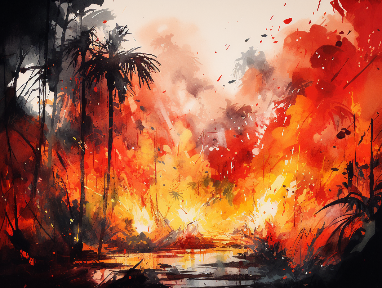 Fire Jungle Ink Splatter