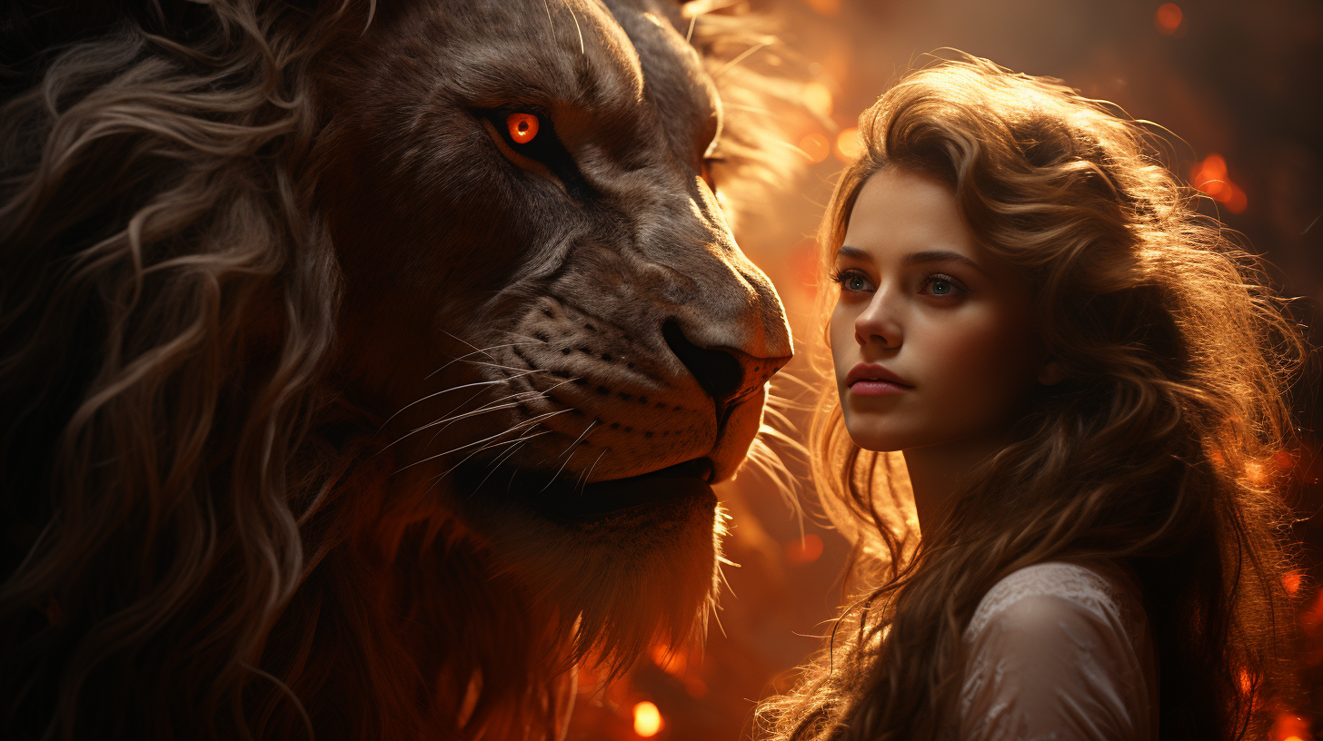 Woman with Fire Lion Spirit