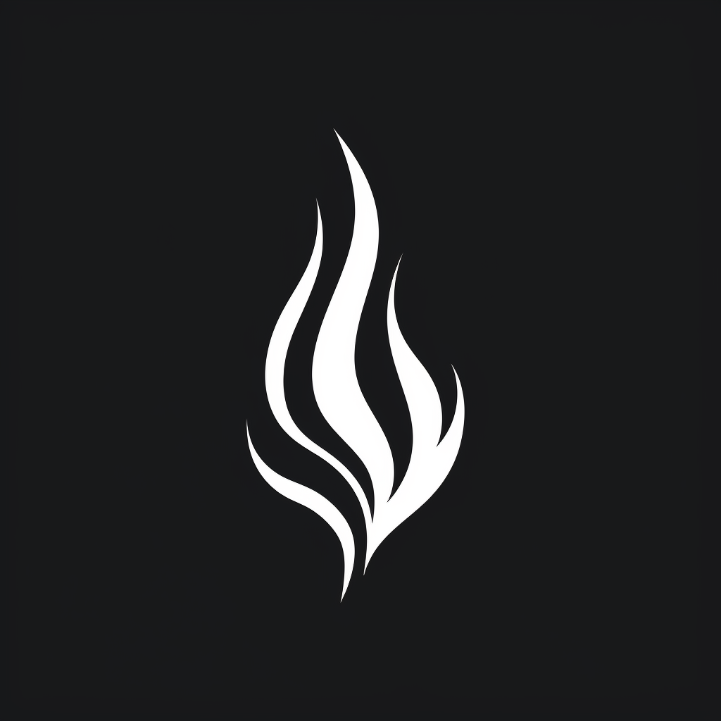 Black and white logo of fire