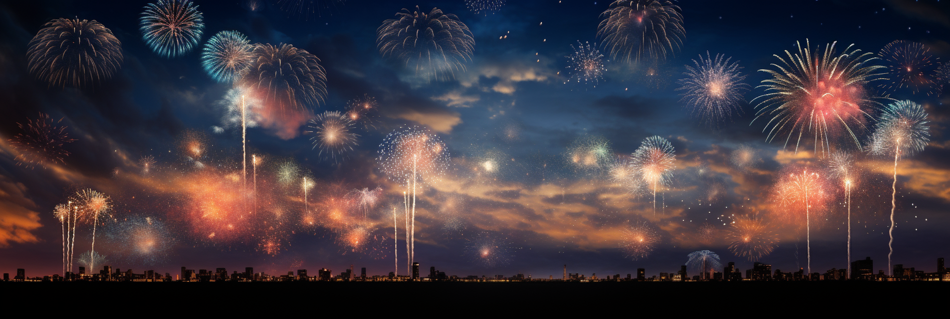 Vibrant fireworks lighting up the sky