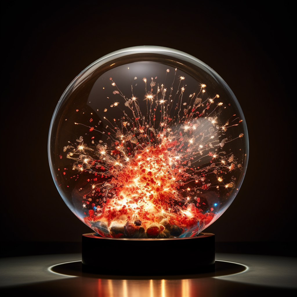 Fireworks inside glass sphere