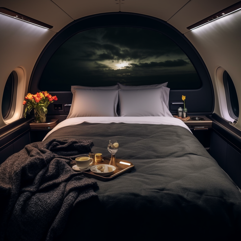 Luxurious first-class plane flight bed