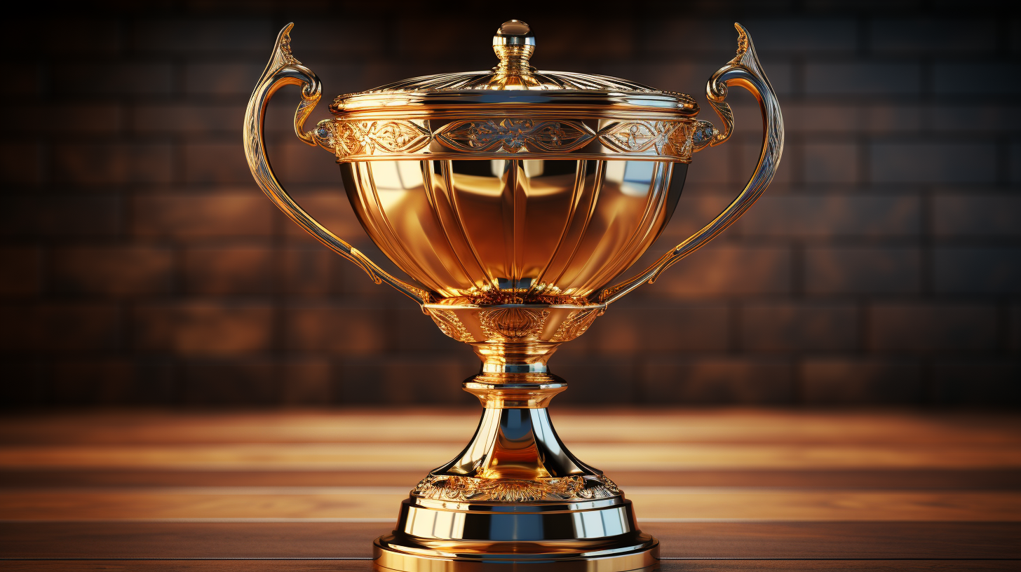 3D Gold Trophy Cup on White Background