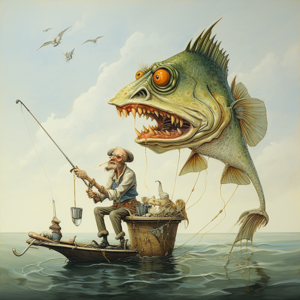 Fish Catch Person Fishing Caricature