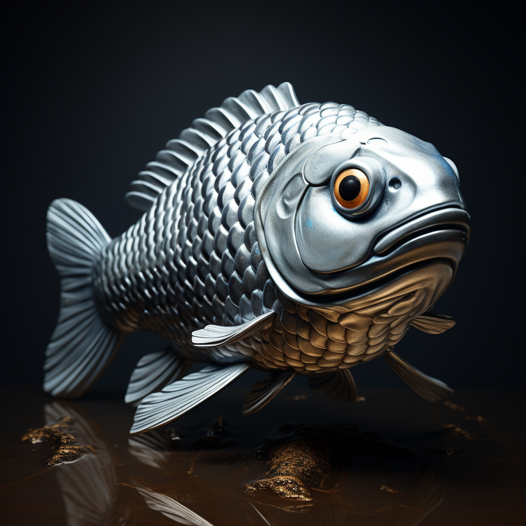 Photorealistic fish character with silver scale