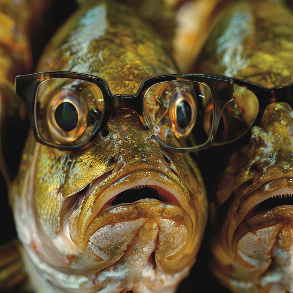 Fish face with glasses poster