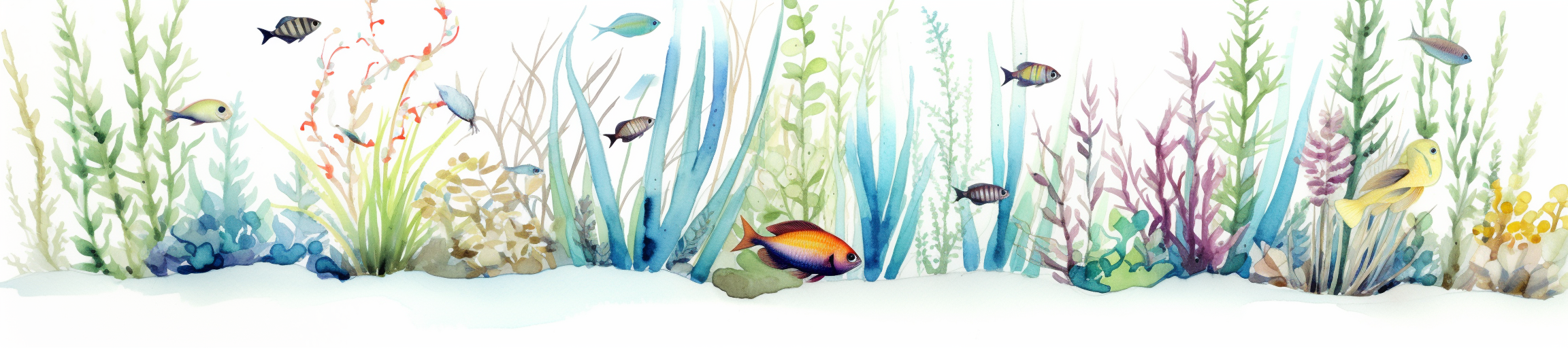 Colorful fish and sea plants painting