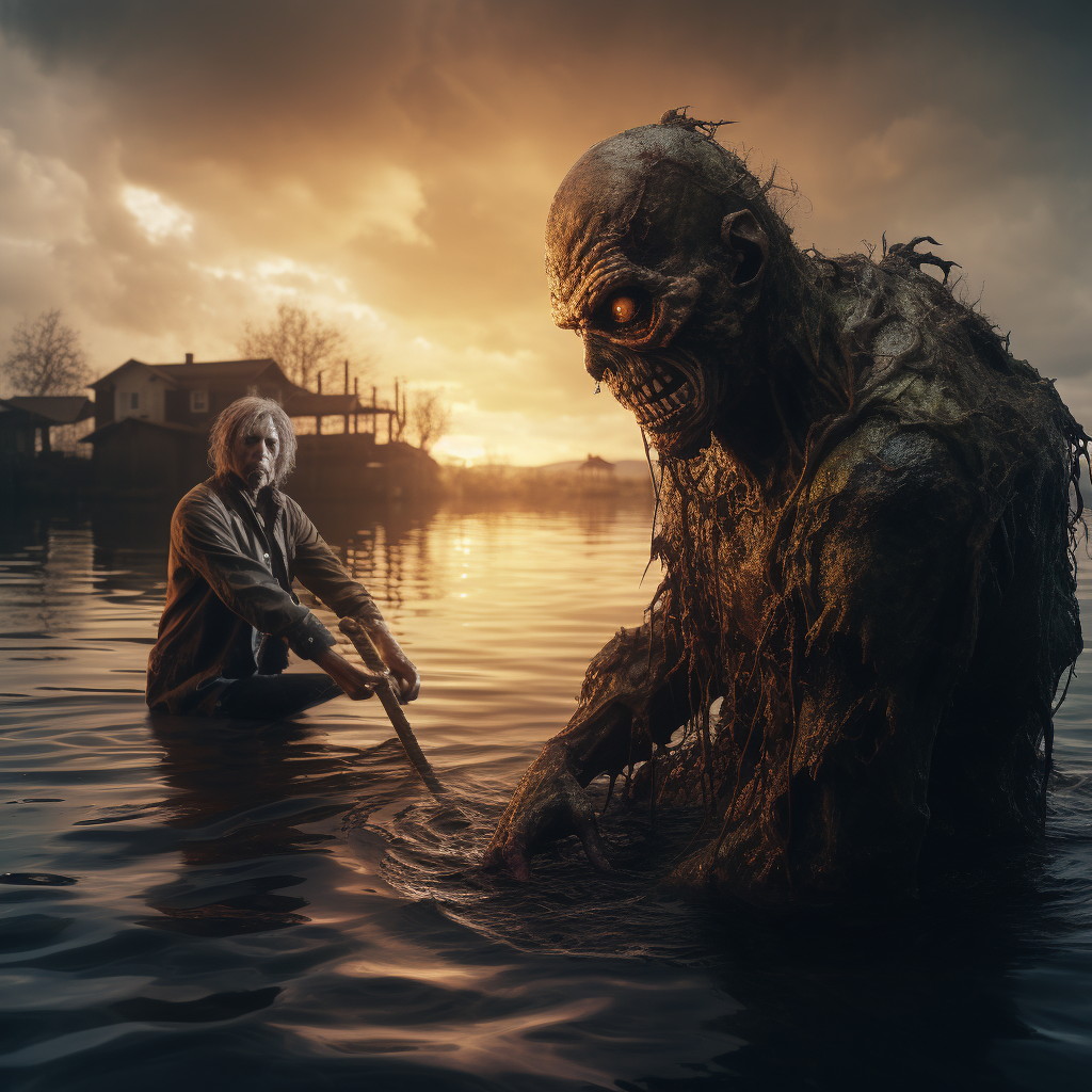 Fisherman in Lake with Zombie - Adventure