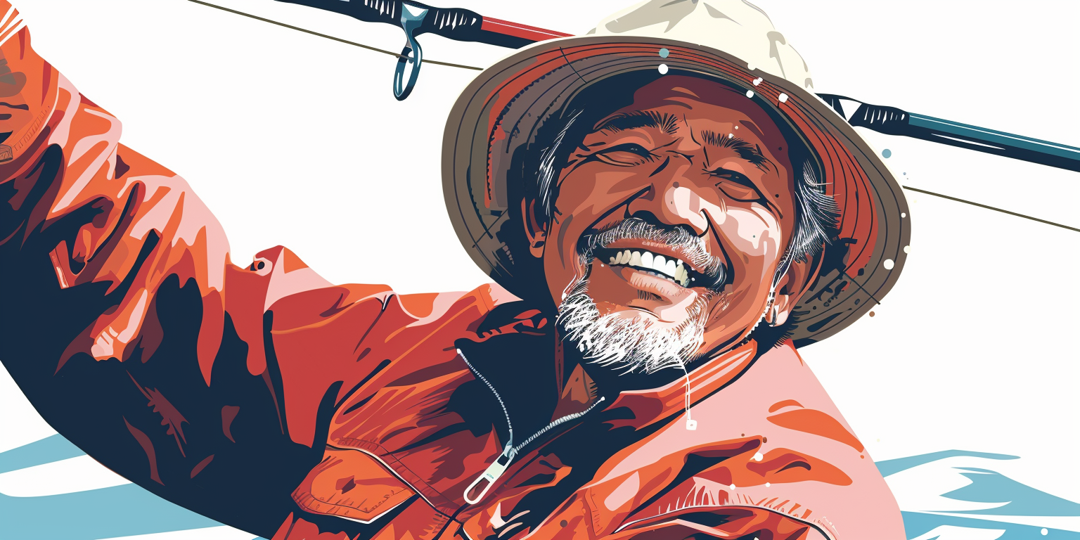 Smiling Fisherman Portrait Illustration