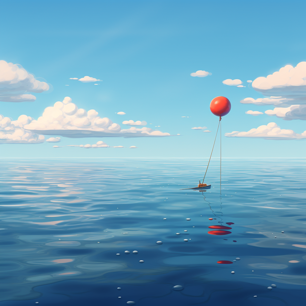 Fishing bobber on ocean surface