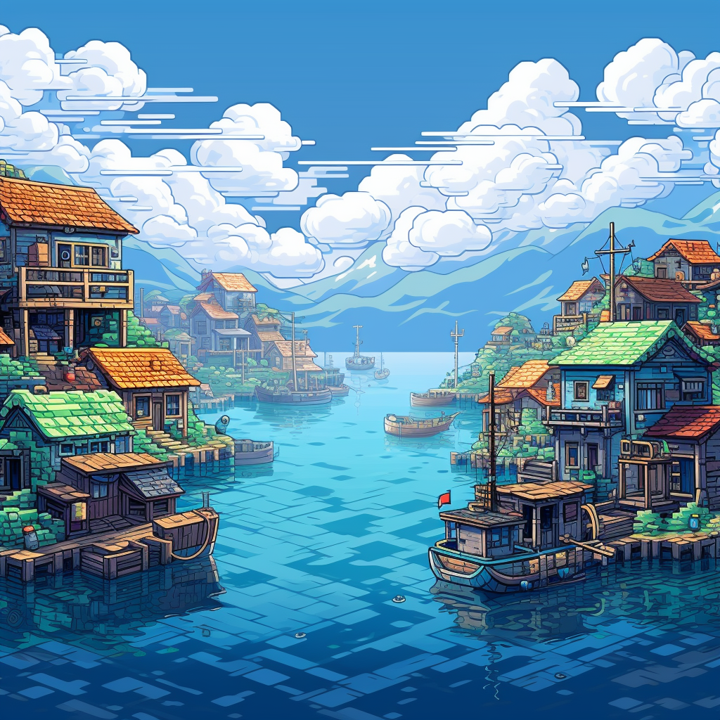 Scenic Fishing Village with Homes in the Ocean