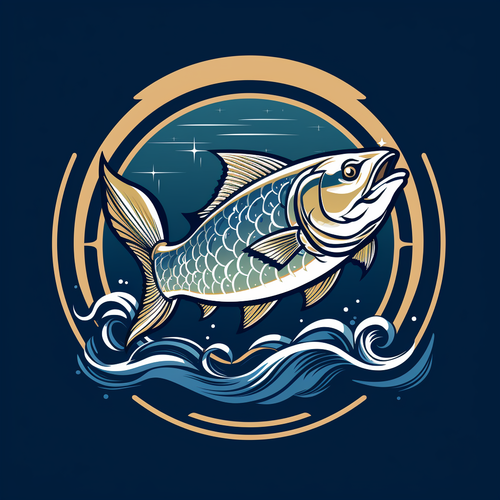 Fishing gear shop logo design with small fish