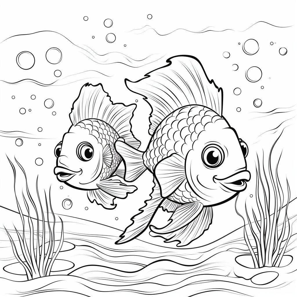 Simple black and white underwater scene illustration