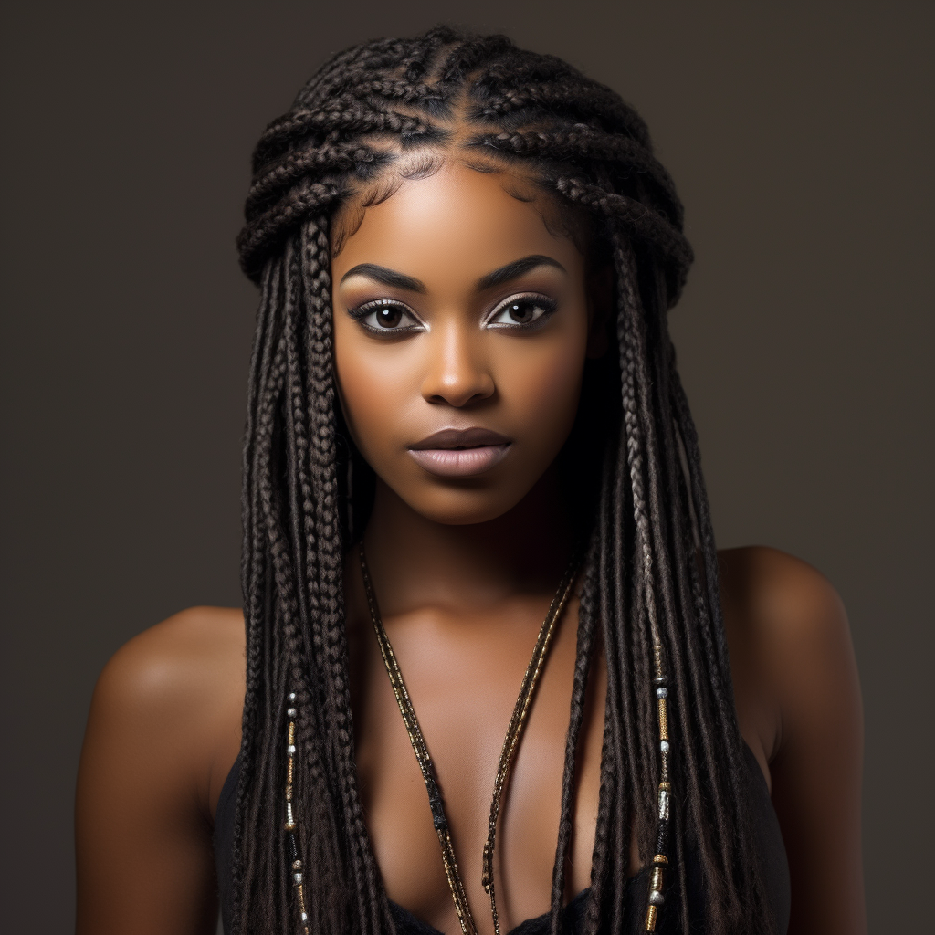 Fit black woman with box braids