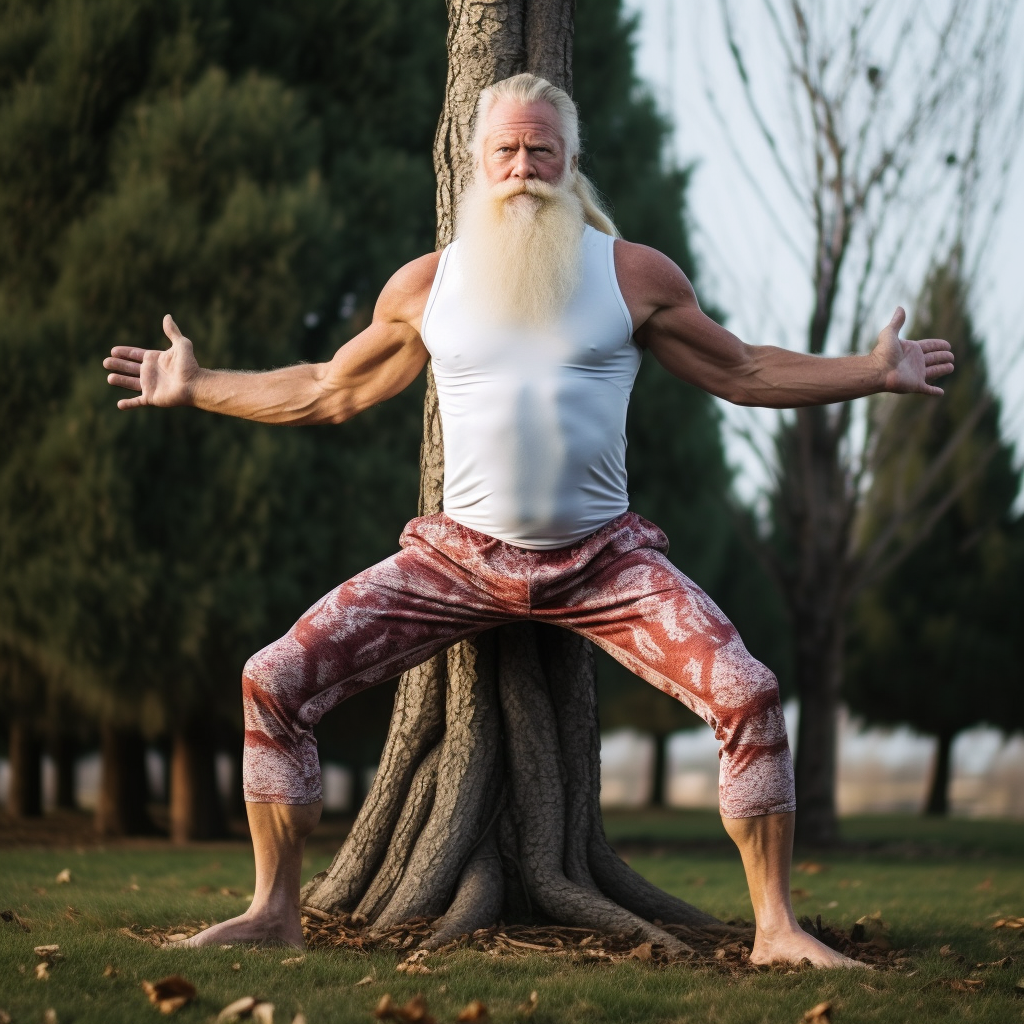 Healthy old man doing yoga