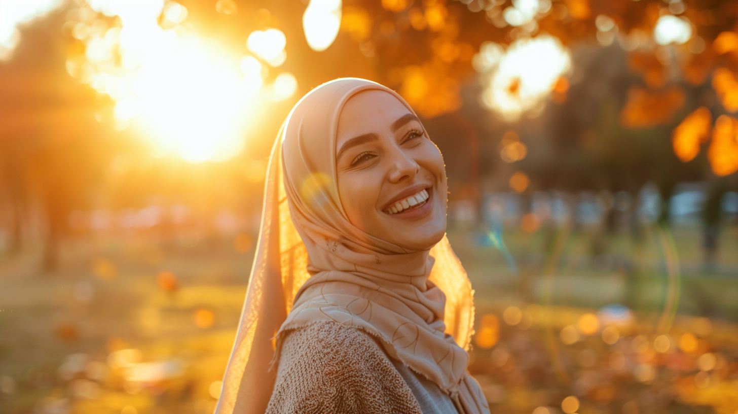 Woman in Hijab Stretching Outdoors