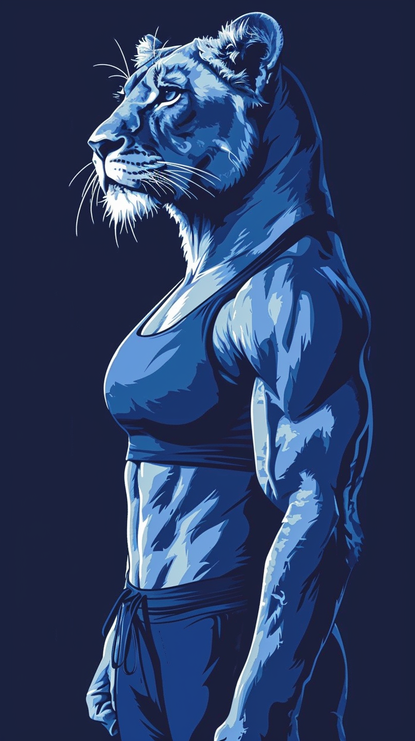 Fitness Center Logo with Trained Lioness