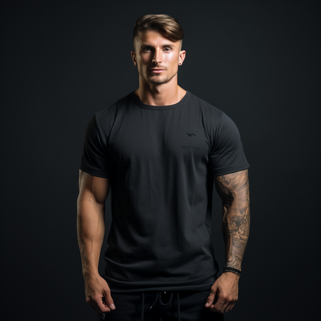 Fit influencer in oversized black t-shirt