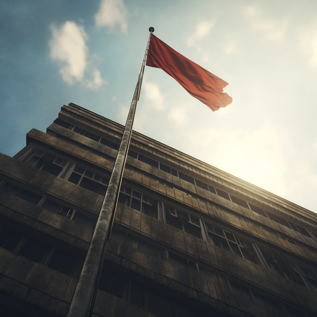 Flag on Building, Strong and Powerful