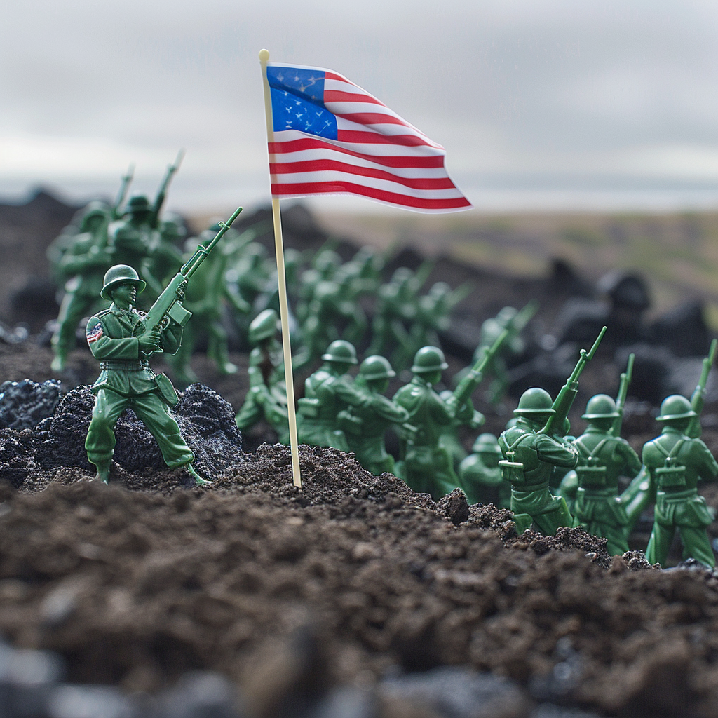 Toy soldiers raising flag Iwo Jima