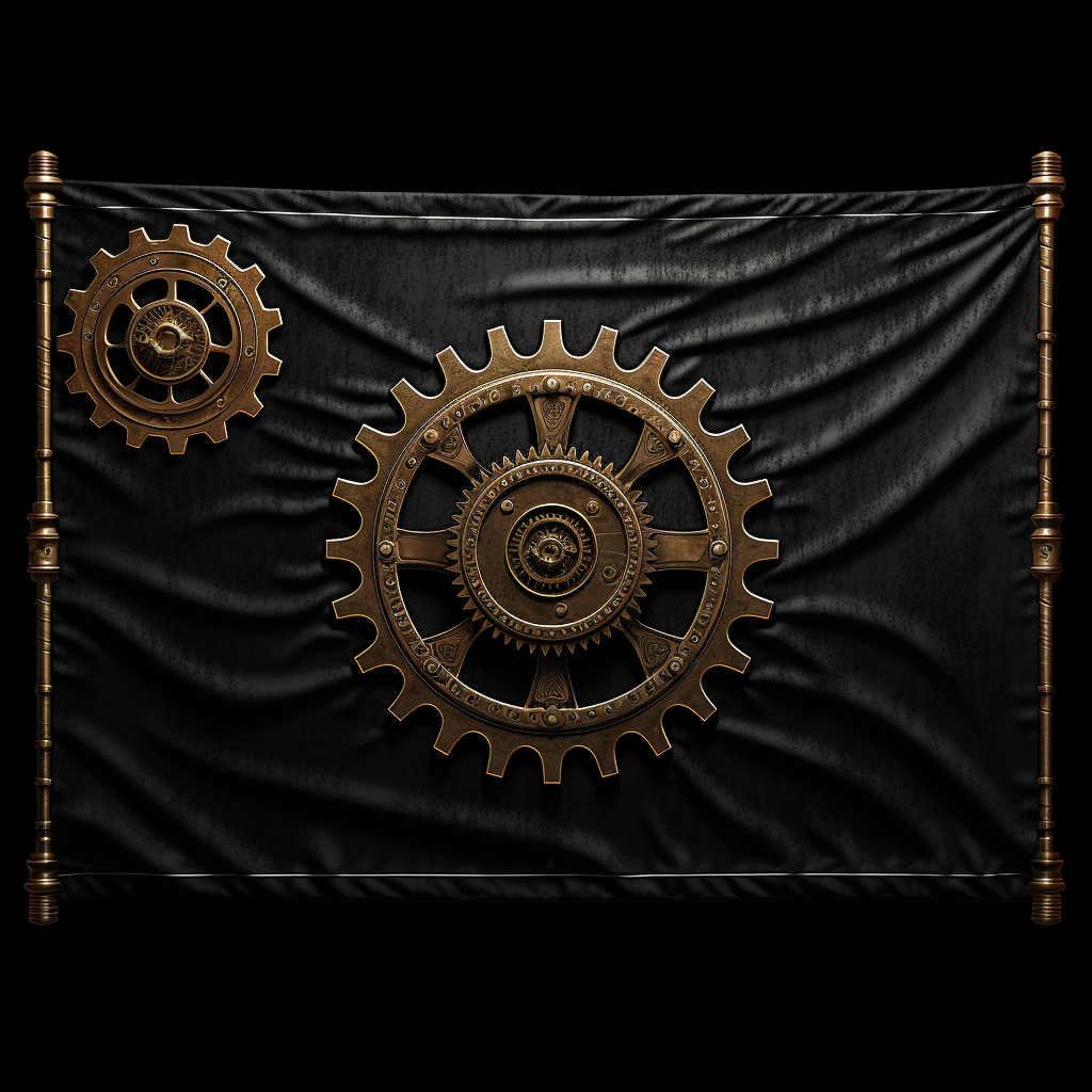 Steampunk cog design on black background