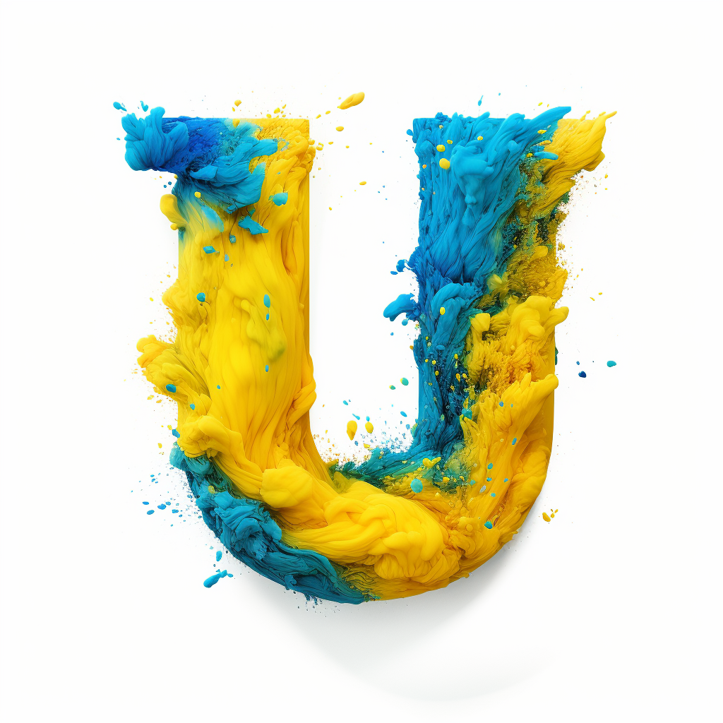 Vibrant flame with blue and yellow letter U