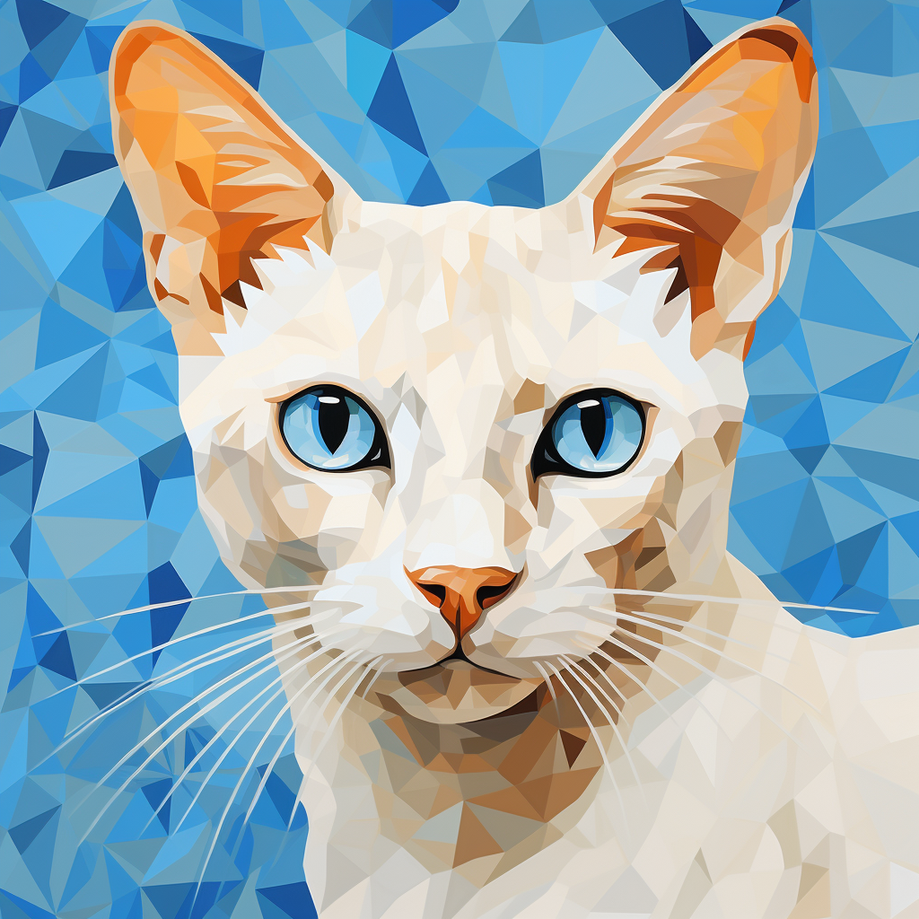 Flame Point Siamese Cat with Picasso-like Style