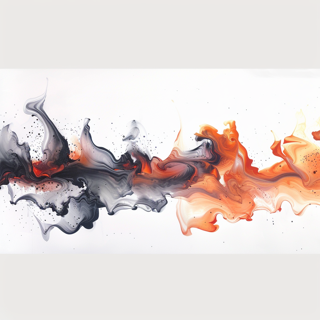 Horizontal stream of flame on white background