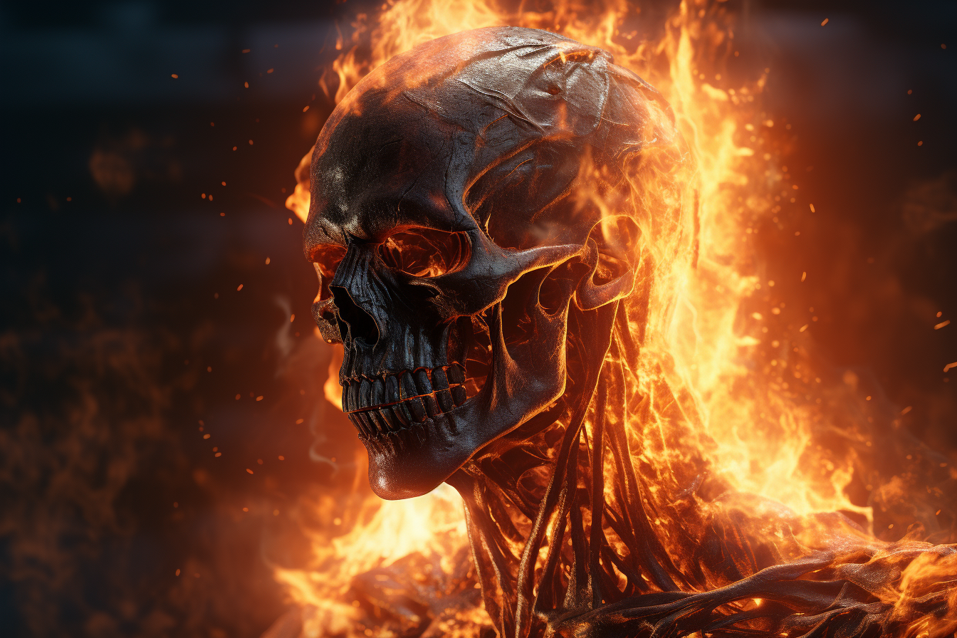 3D Render of Flames Burning Head