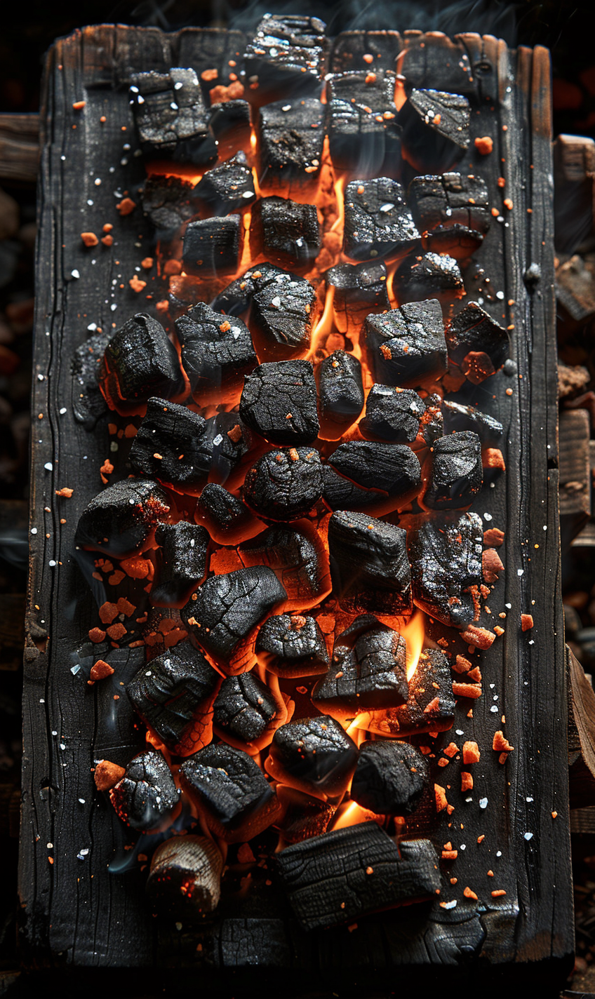 Flaming Charcoal Grill Table Top