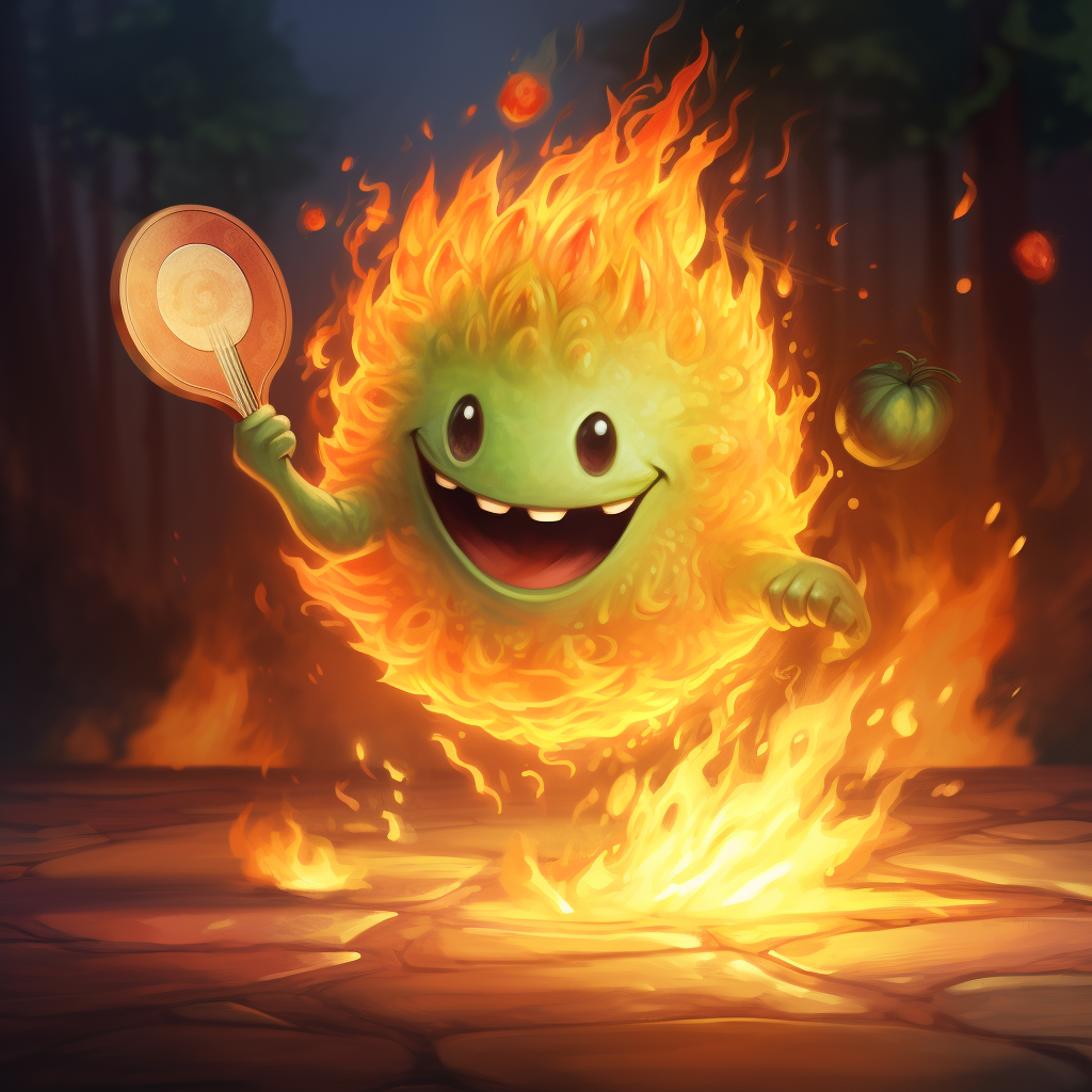 Flaming Pickleball in Hearthstone Style