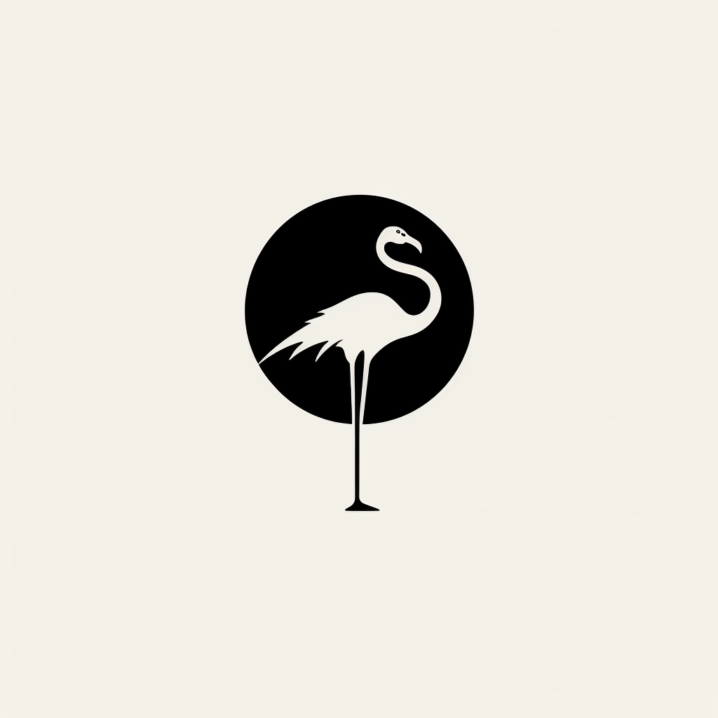 Black and white flamingo logo with field radio