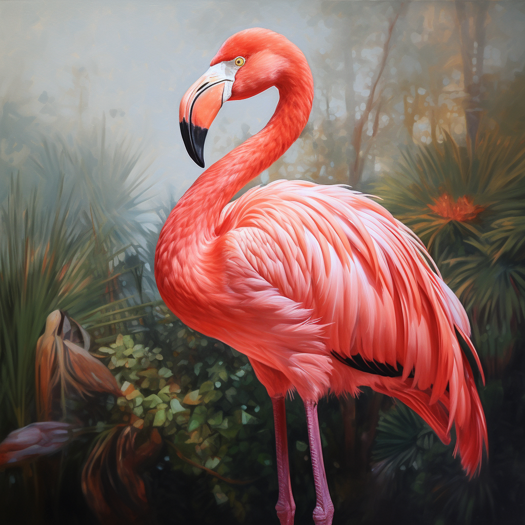 Beautiful flamingo oil painting