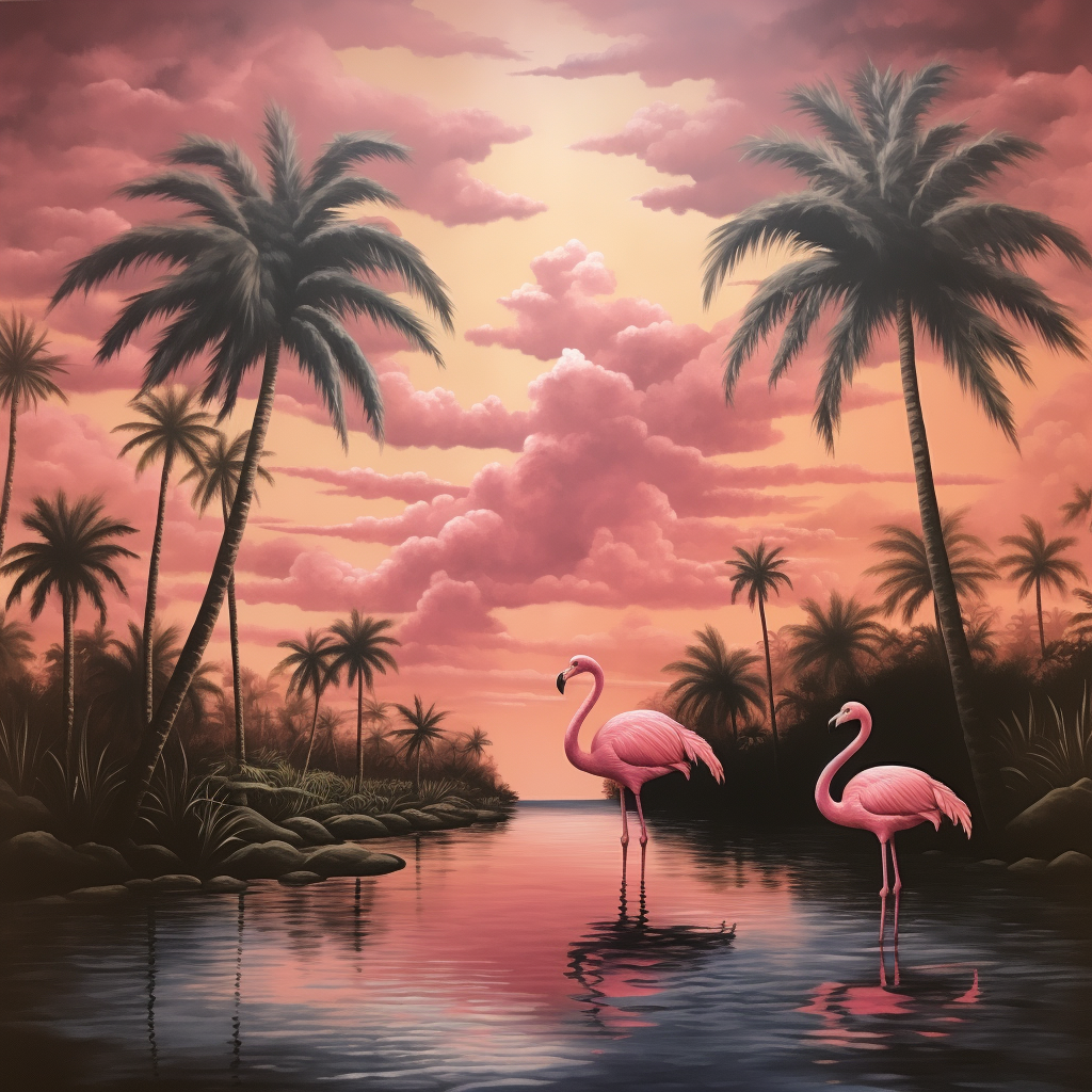 Beautiful flamingos in Palm Beach