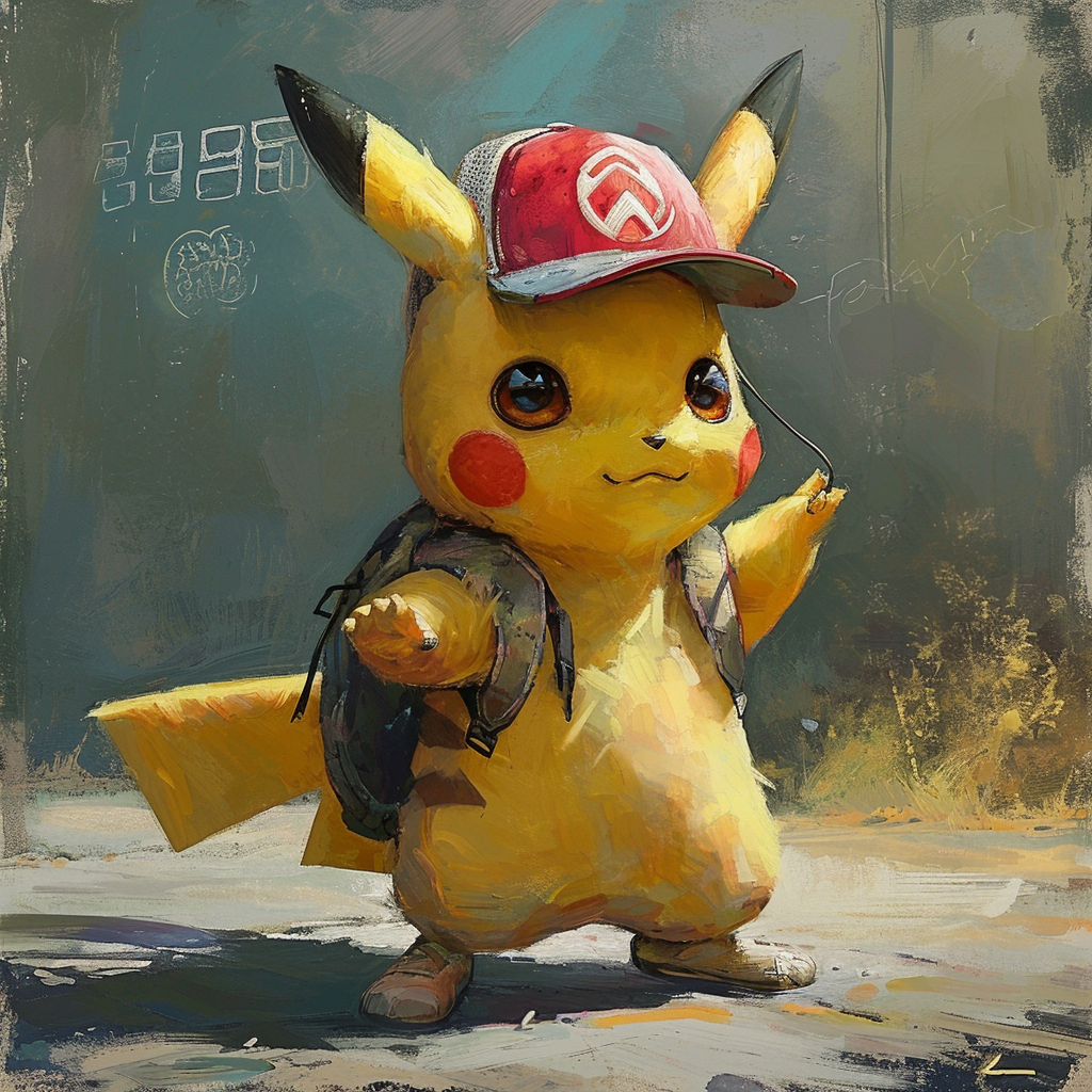 Flash Pikachu in artistic style max 6 words.