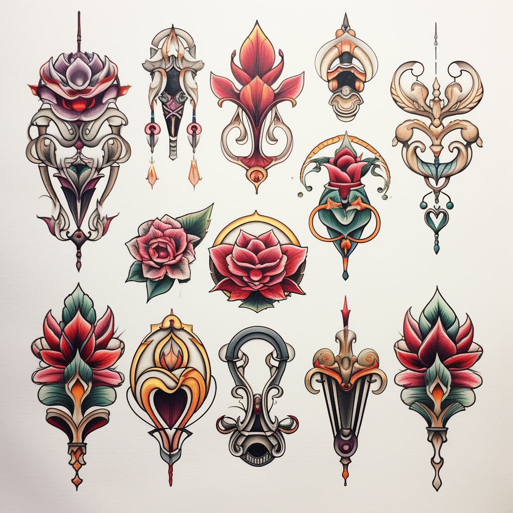 Ornamental Style Tattoo Flash Sheet