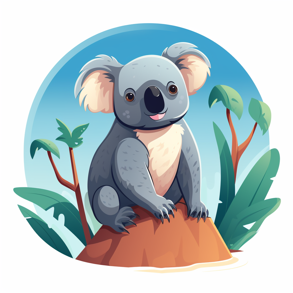 Adorable flat cartoon koala