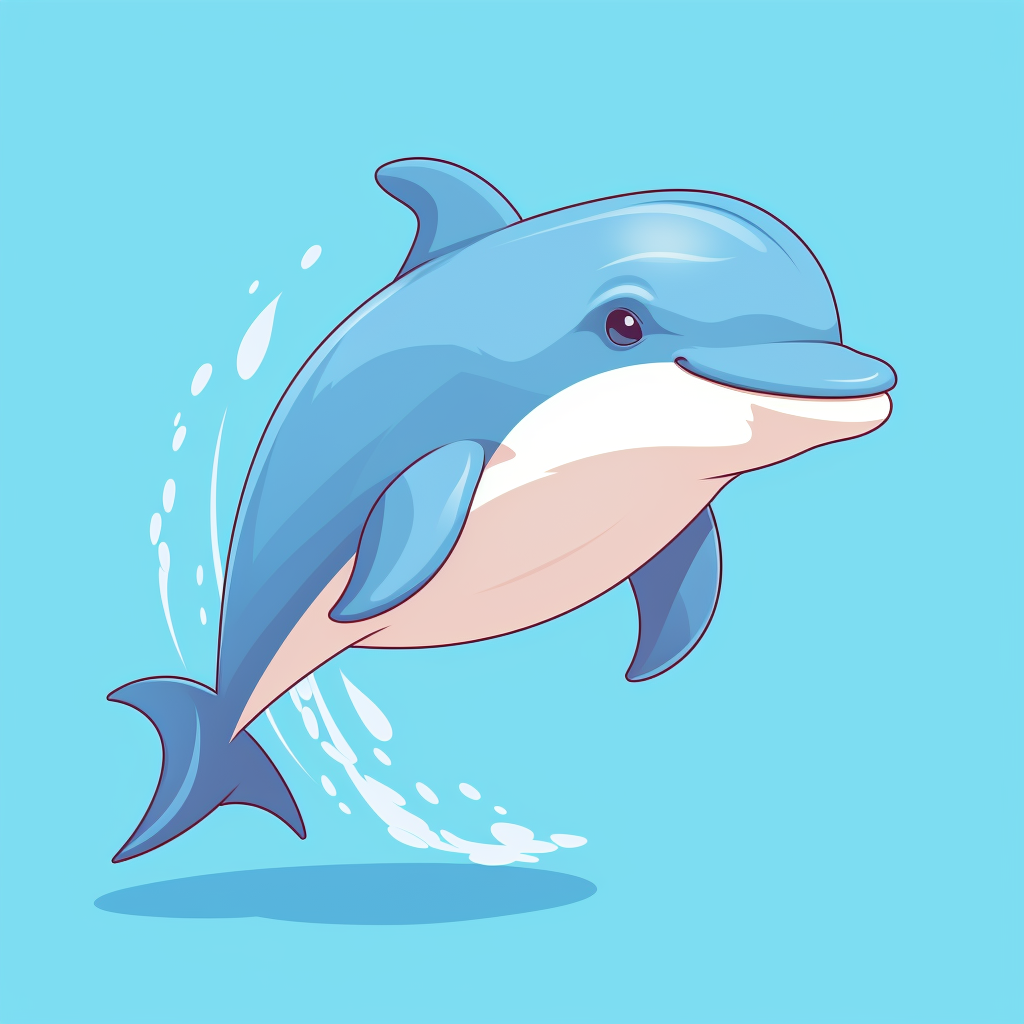 Cute flat colored anime dolphin